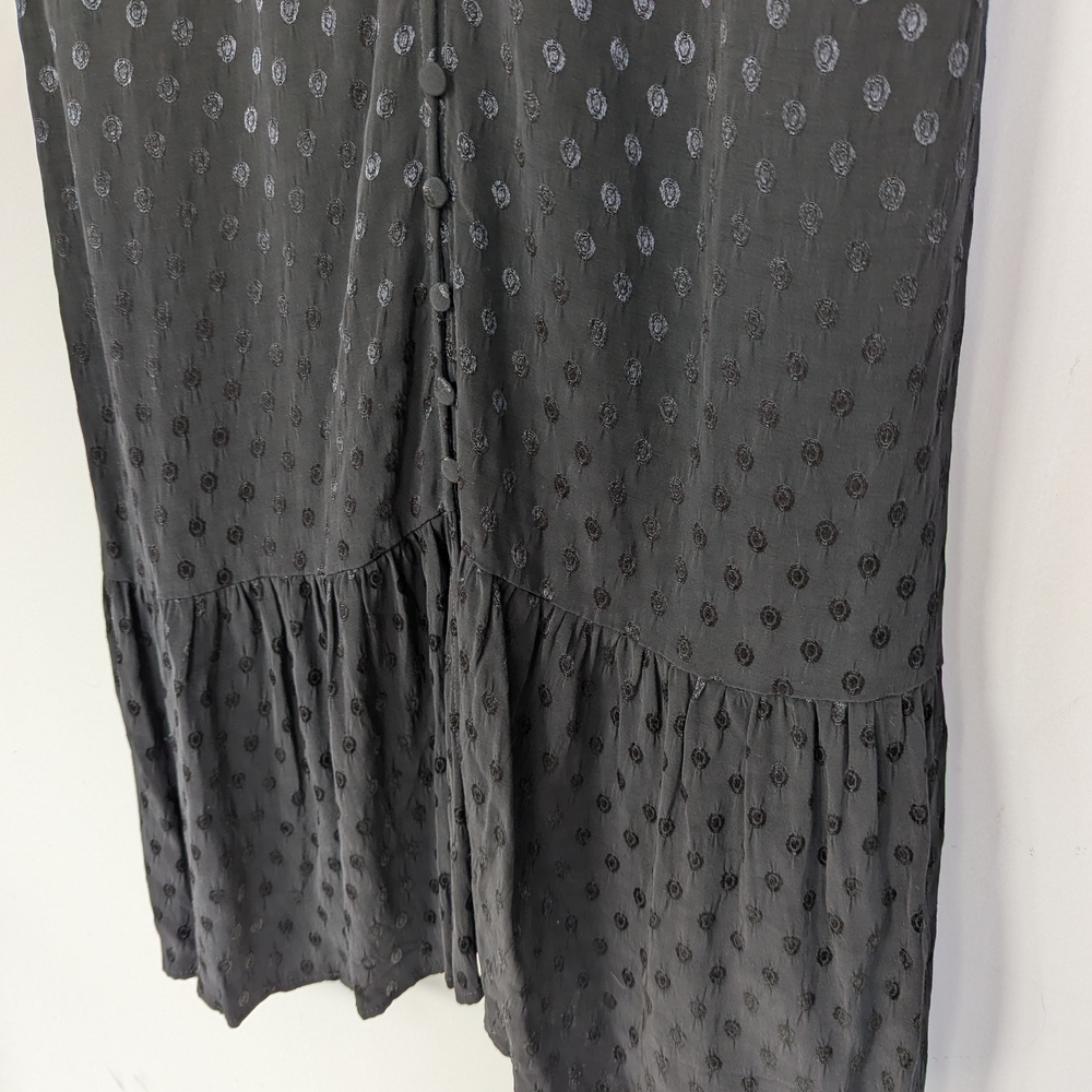 Maeve Anthropologie Black Button-Front Midi Dress with Tie Sleeves - Picture 5 of 15